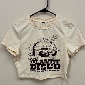 Planet 🌎 Disco Graphic Vintage Women’s Crop Top T-Shirt only for groovy women